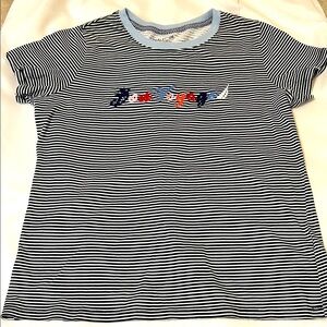 Nautica Short Sleeve Striped Tee with Embroidered Logo Excellent Condition